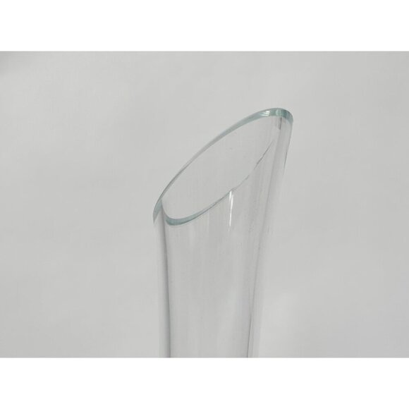 Oblique Cut Rounded Narrow Neck Vintage Clear Glass Oblique Cut Carafe | Pitcher - Picture 5 of 10